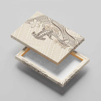 Beige Hawaii Canvas Wall Art Hammerhead Shark Tattoo Curve Polynesian - Polynesian Pride