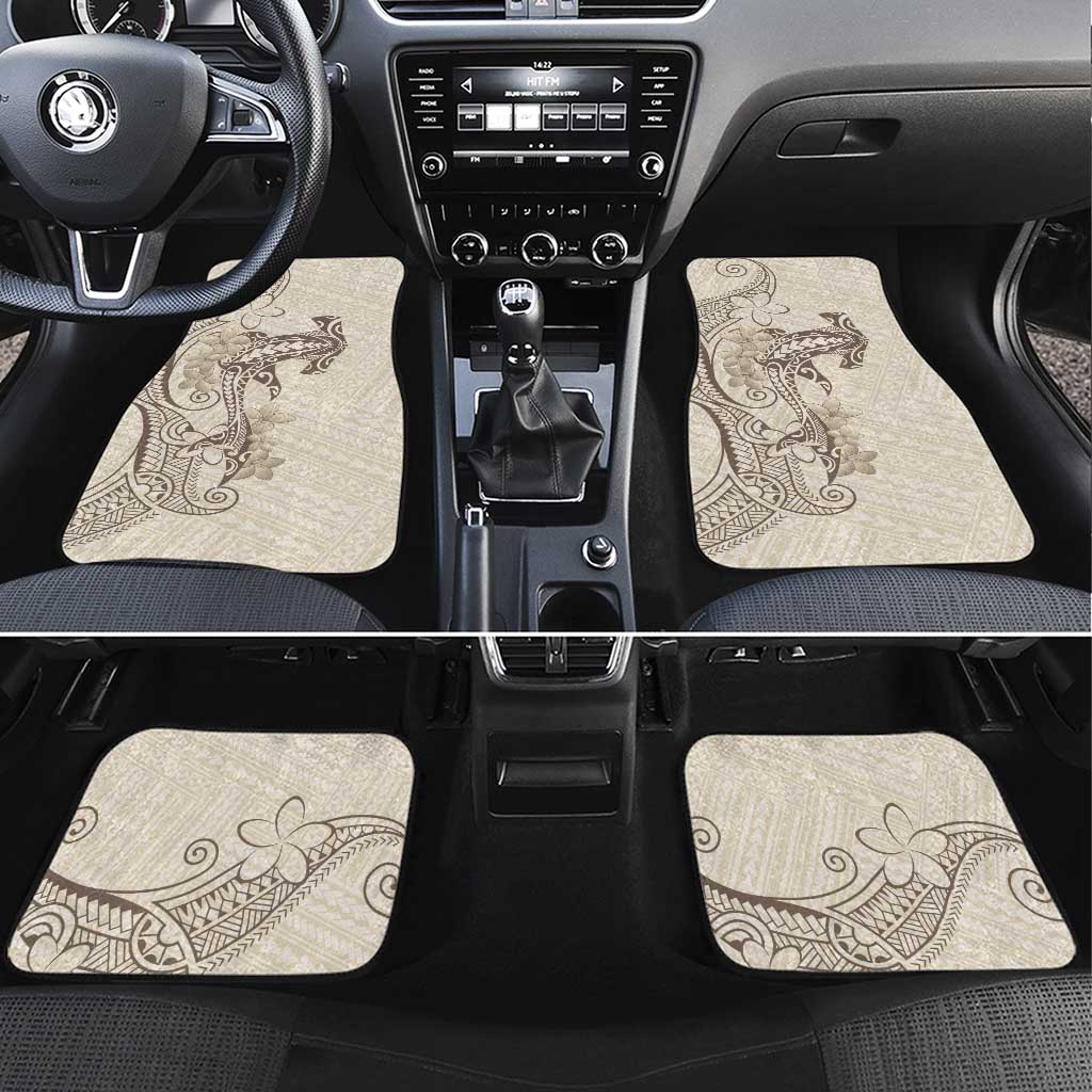Beige Hawaii Car Mats Hammerhead Shark Tattoo Curve Polynesian - Polynesian Pride