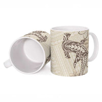Beige Hawaii Ceramic Mug Hammerhead Shark Tattoo Curve Polynesian - Polynesian Pride