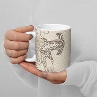Beige Hawaii Ceramic Mug Hammerhead Shark Tattoo Curve Polynesian - Polynesian Pride