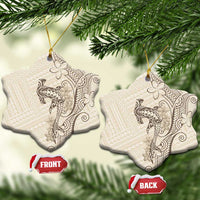 Beige Hawaii Ceramic Ornament Hammerhead Shark Tattoo Curve Polynesian - Polynesian Pride