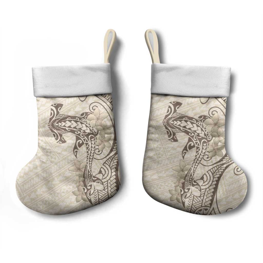 Beige Hawaii Christmas Stocking Hammerhead Shark Tattoo Curve Polynesian - Polynesian Pride