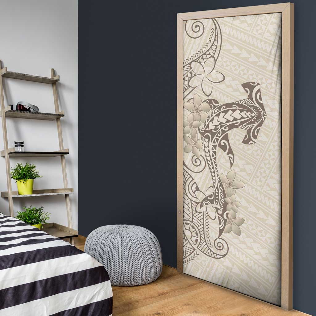 Beige Hawaii Door Cover Hammerhead Shark Tattoo Curve Polynesian - Polynesian Pride