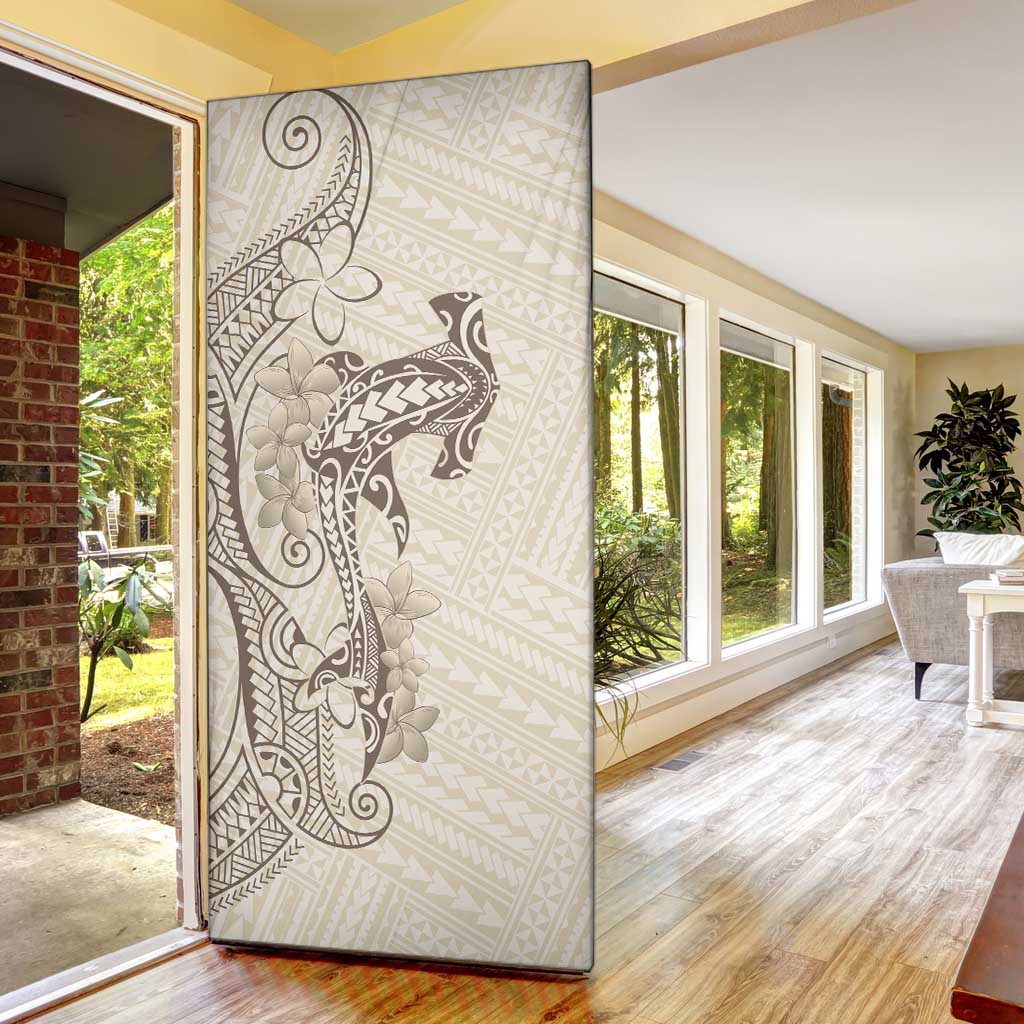 Beige Hawaii Door Cover Hammerhead Shark Tattoo Curve Polynesian - Polynesian Pride
