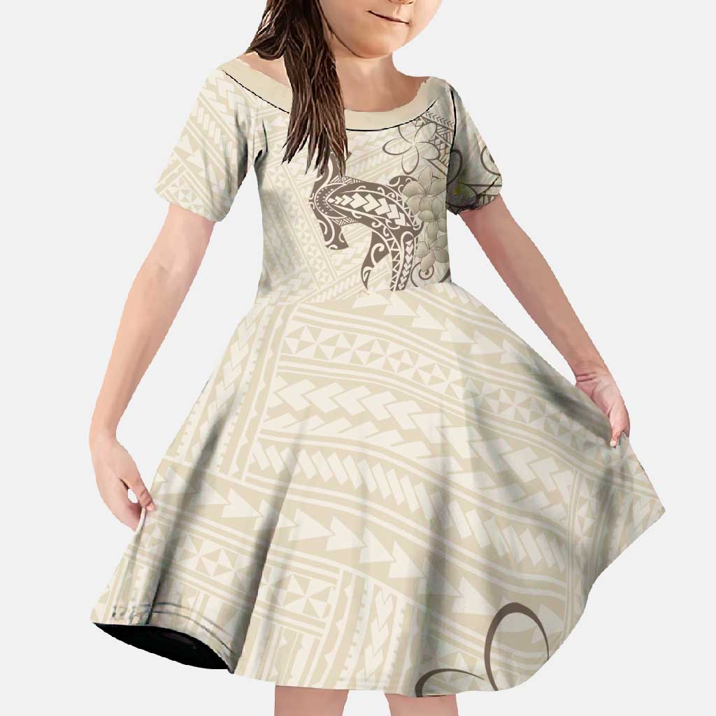 Beige Hawaii Family Matching Short Sleeve Bodycon Dress and Hawaiian Shirt Hammerhead Shark Tattoo Curve Polynesian - Polynesian Pride