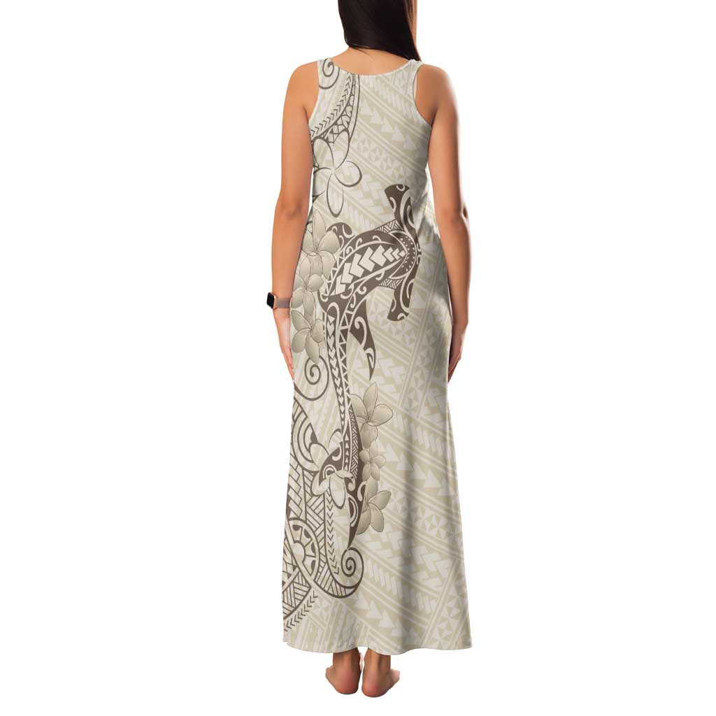 Beige Hawaii Family Matching Tank Maxi Dress and Hawaiian Shirt Hammerhead Shark Tattoo Curve Polynesian - Polynesian Pride