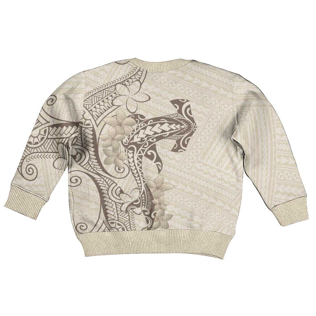 Beige Hawaii Kid Ugly Christmas Sweater Hammerhead Shark Tattoo Curve Polynesian - Polynesian Pride