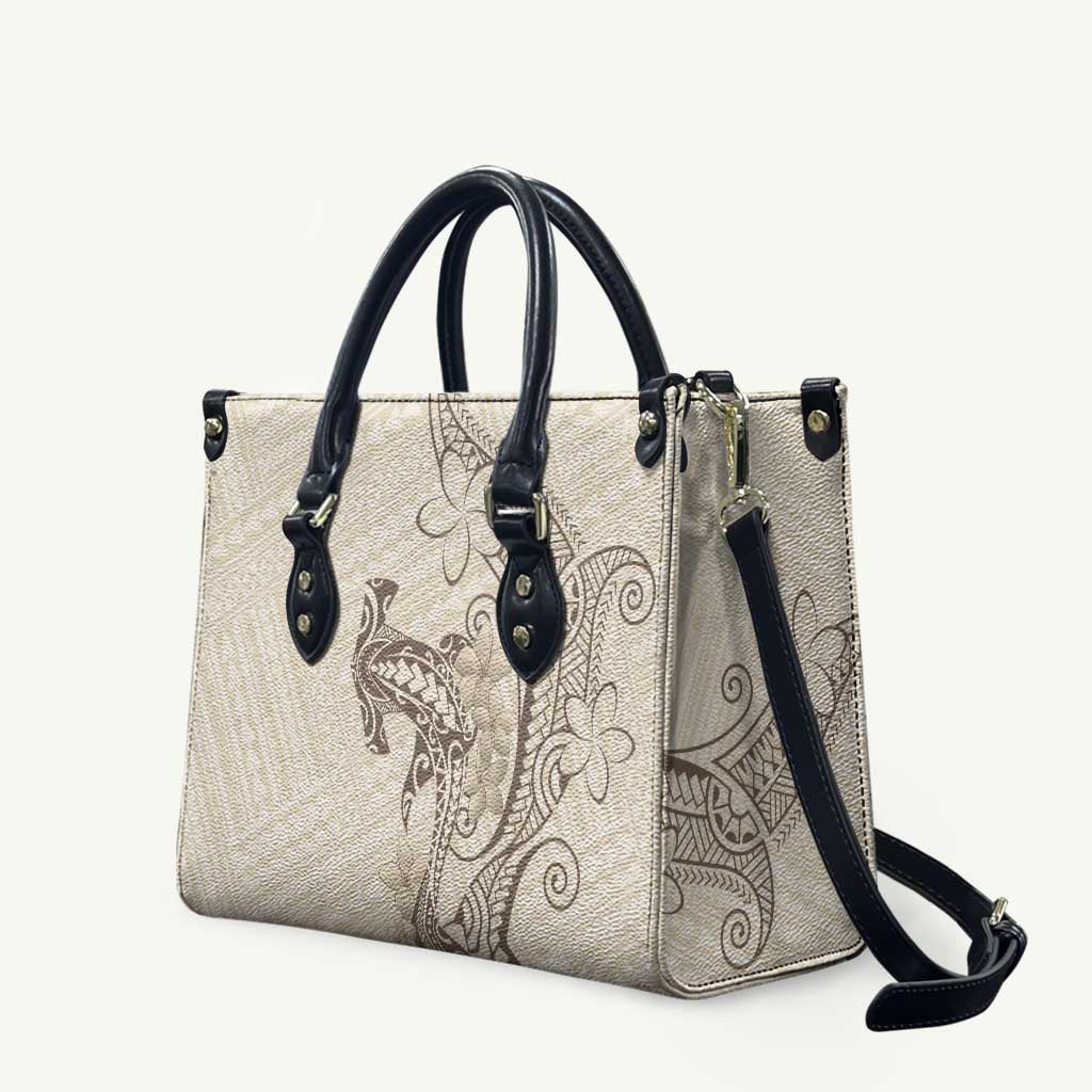 Beige Hawaii Leather Bag Hammerhead Shark Tattoo Curve Polynesian - Polynesian Pride