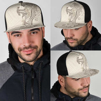 Beige Hawaii Mesh Trucker Cap Hammerhead Shark Tattoo Curve Polynesian - Polynesian Pride