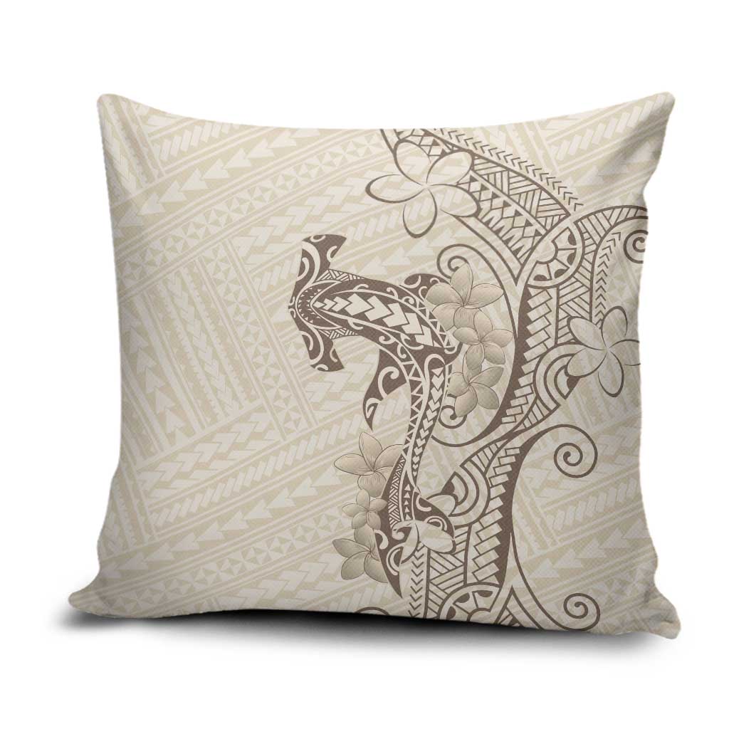 Beige Hawaii Pillow Cover Hammerhead Shark Tattoo Curve Polynesian - Polynesian Pride