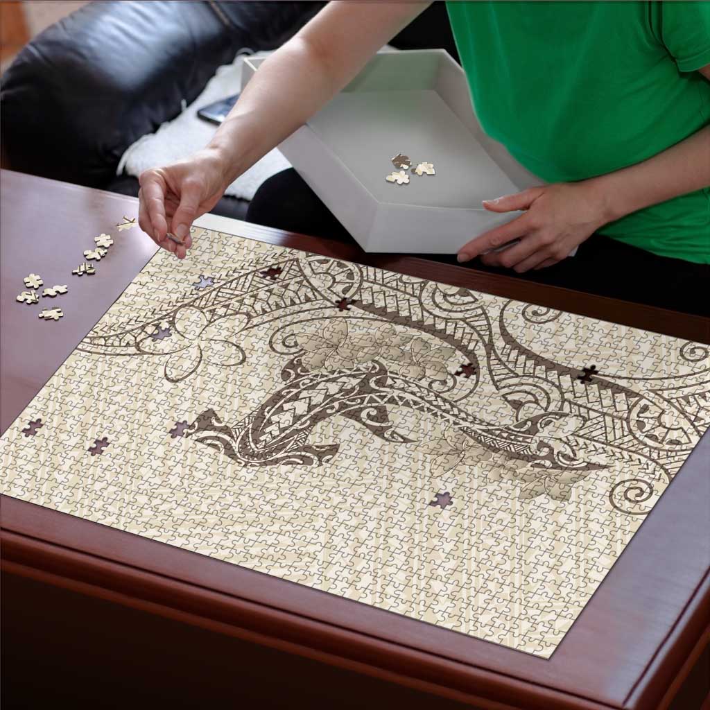 Beige Hawaii Puzzle Hammerhead Shark Tattoo Curve Polynesian - Polynesian Pride