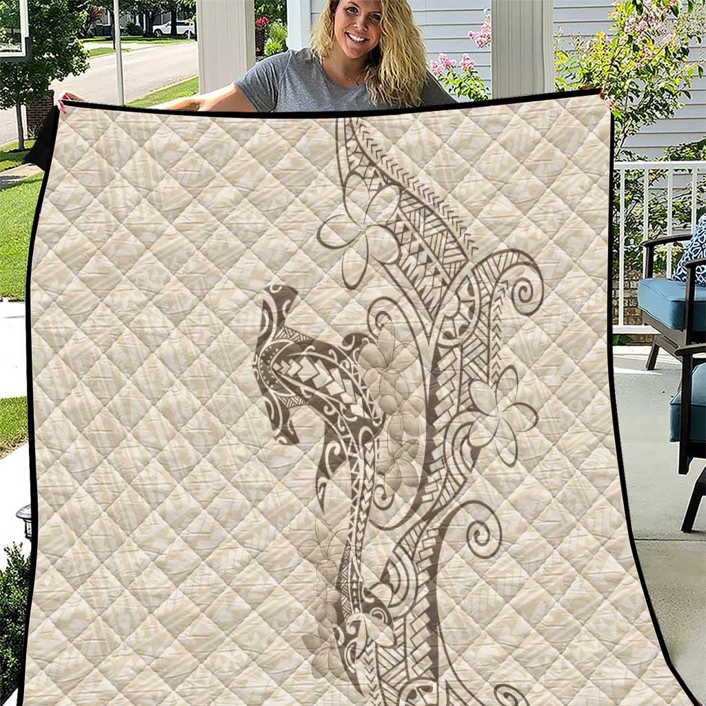 Beige Hawaii Quilt Hammerhead Shark Tattoo Curve Polynesian - Polynesian Pride