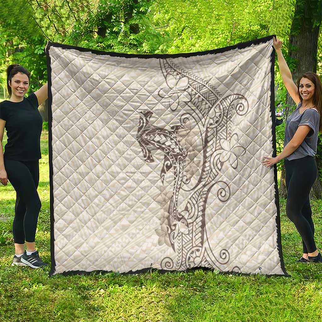 Beige Hawaii Quilt Hammerhead Shark Tattoo Curve Polynesian - Polynesian Pride