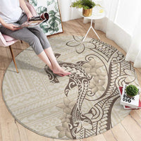 Beige Hawaii Round Carpet Hammerhead Shark Tattoo Curve Polynesian - Polynesian Pride