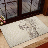 Beige Hawaii Rubber Doormat Hammerhead Shark Tattoo Curve Polynesian - Polynesian Pride