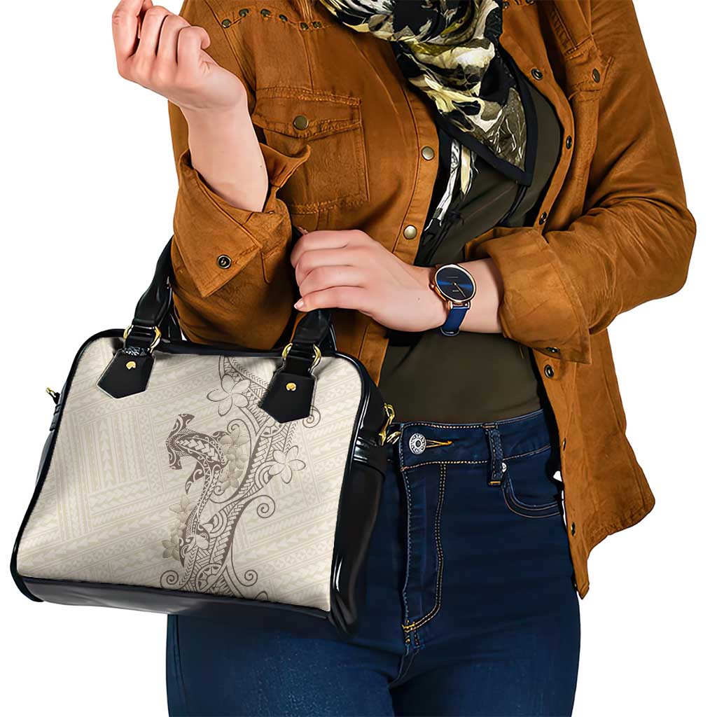 Beige Hawaii Shoulder Handbag Hammerhead Shark Tattoo Curve Polynesian - Polynesian Pride
