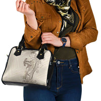 Beige Hawaii Shoulder Handbag Hammerhead Shark Tattoo Curve Polynesian - Polynesian Pride