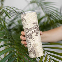 Beige Hawaii Skinny Tumbler Hammerhead Shark Tattoo Curve Polynesian - Polynesian Pride