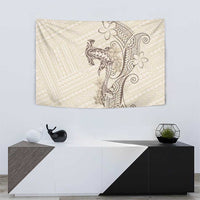 Beige Hawaii Tapestry Hammerhead Shark Tattoo Curve Polynesian - Polynesian Pride