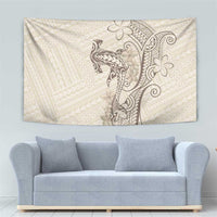 Beige Hawaii Tapestry Hammerhead Shark Tattoo Curve Polynesian - Polynesian Pride