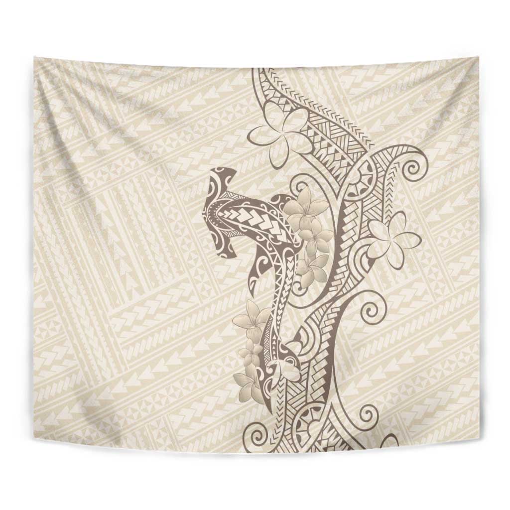 Beige Hawaii Tapestry Hammerhead Shark Tattoo Curve Polynesian - Polynesian Pride