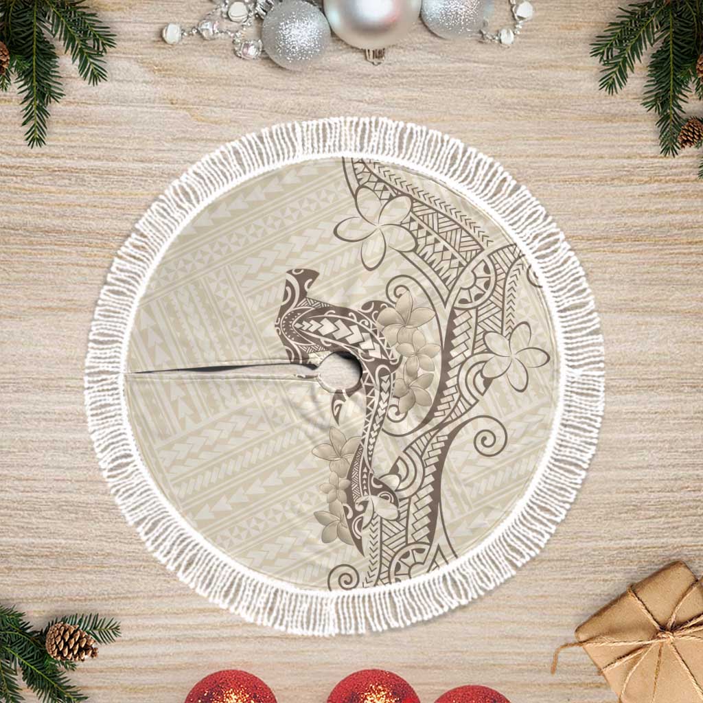 Beige Hawaii Tree Skirt Hammerhead Shark Tattoo Curve Polynesian - Polynesian Pride