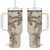 Beige Hawaii Tumbler With Handle Hammerhead Shark Tattoo Curve Polynesian - Polynesian Pride