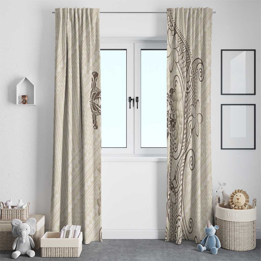 Beige Hawaii Window Curtain Hammerhead Shark Tattoo Curve Polynesian - Polynesian Pride