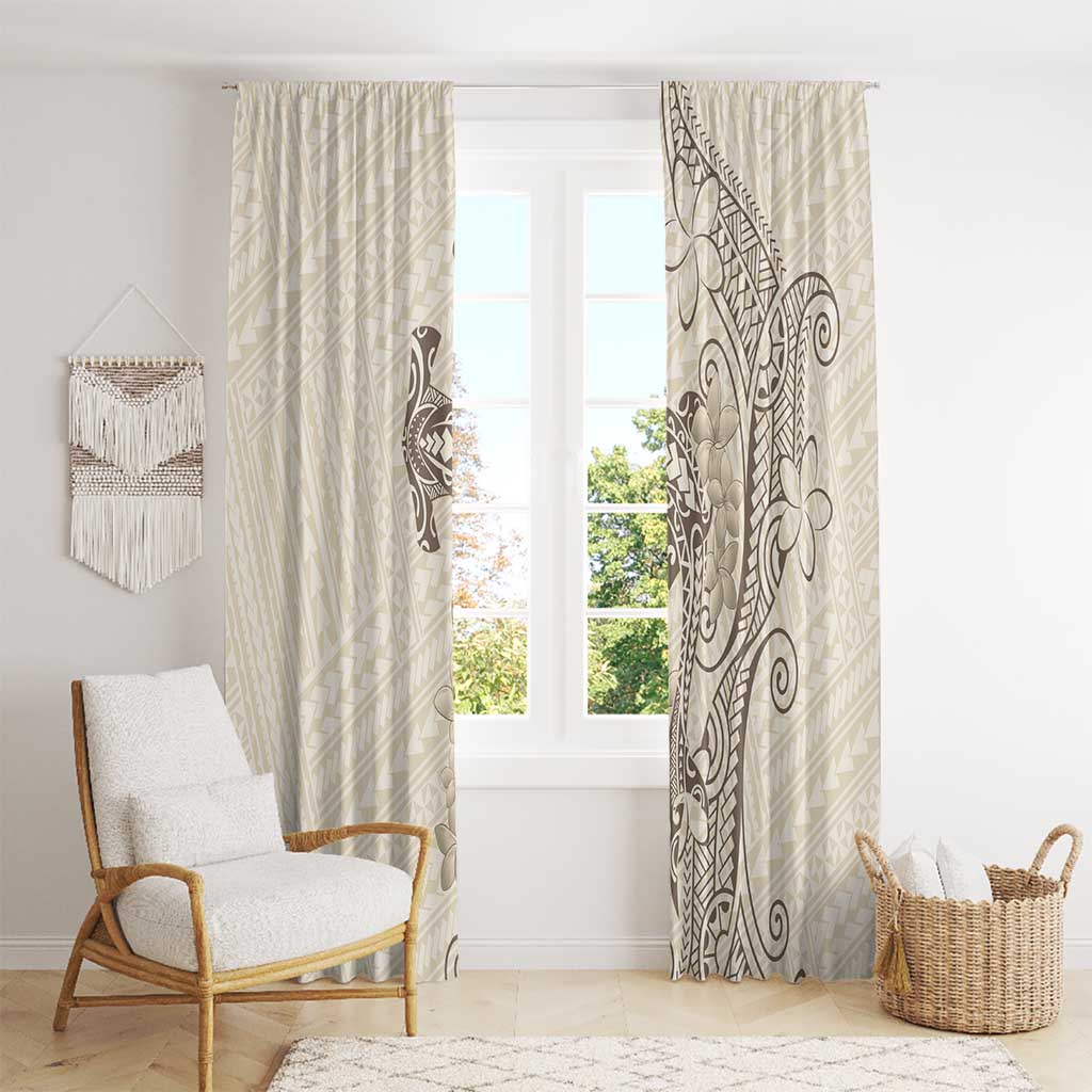 Beige Hawaii Window Curtain Hammerhead Shark Tattoo Curve Polynesian - Polynesian Pride