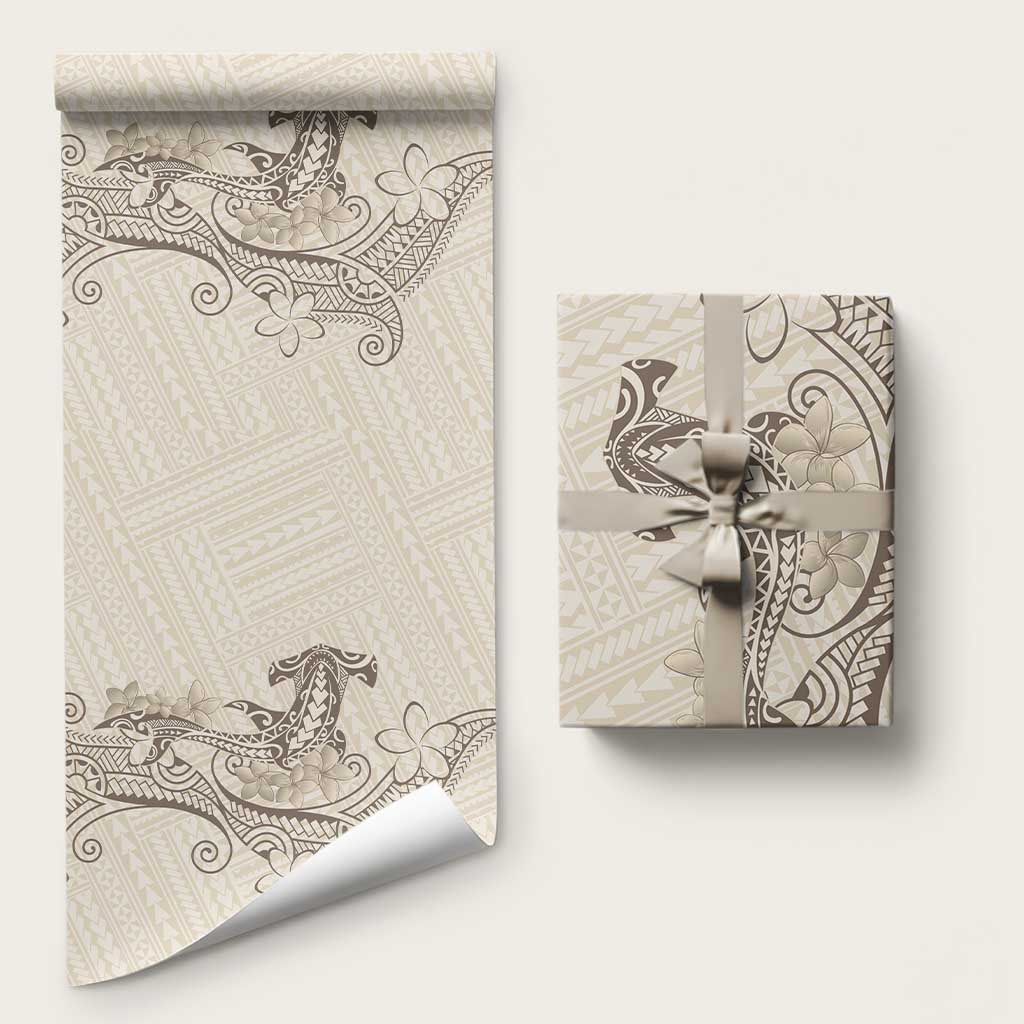 Beige Hawaii Wrapping Paper Hammerhead Shark Tattoo Curve Polynesian - Polynesian Pride