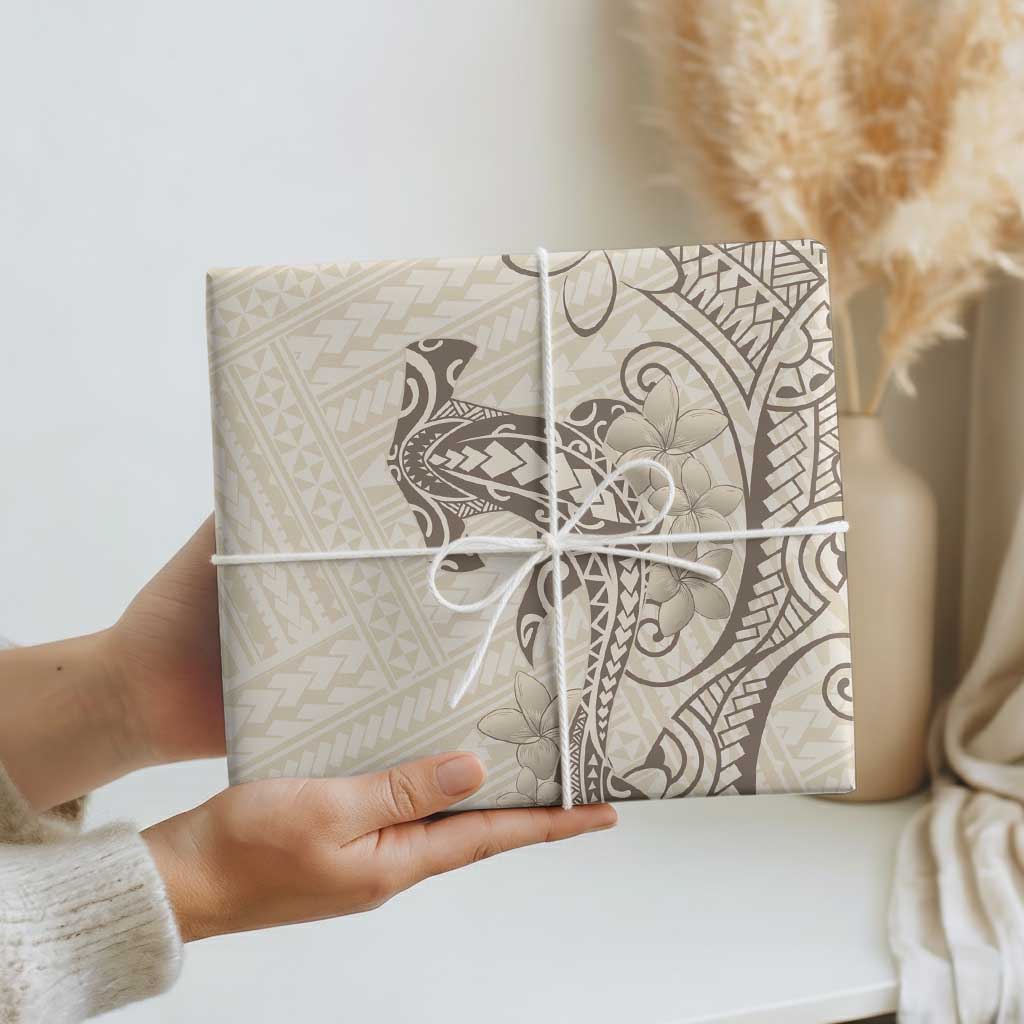 Beige Hawaii Wrapping Paper Hammerhead Shark Tattoo Curve Polynesian - Polynesian Pride