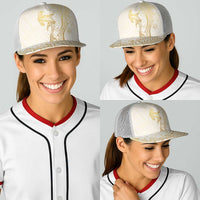 Gold and White Hawaii Baseball Net Cap Hammerhead Shark Tattoo Curve Polynesian - Polynesian Pride