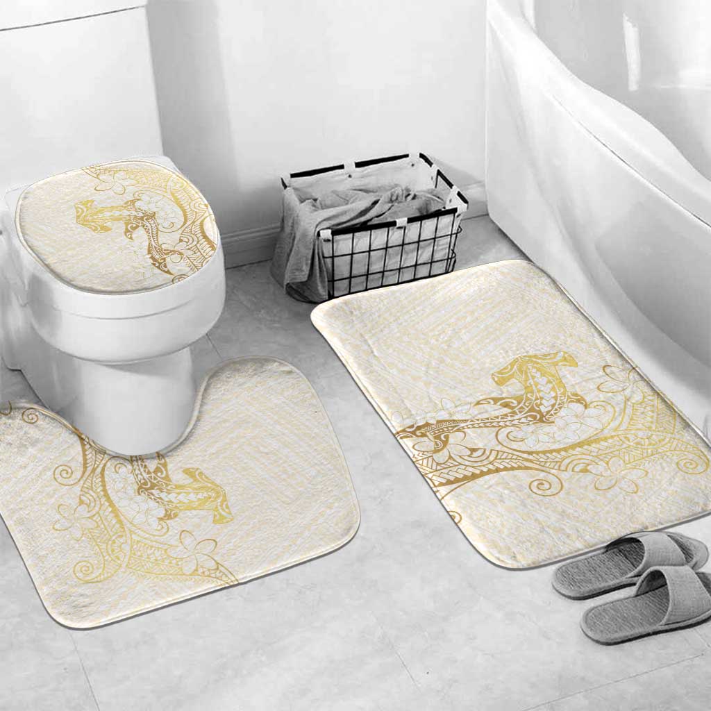 Gold and White Hawaii Bathroom Set Hammerhead Shark Tattoo Curve Polynesian - Polynesian Pride
