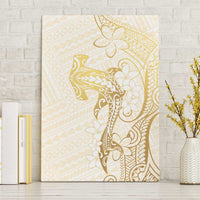 Gold and White Hawaii Canvas Wall Art Hammerhead Shark Tattoo Curve Polynesian - Polynesian Pride