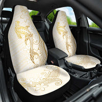 Gold and White Hawaii Car Seat Cover Hammerhead Shark Tattoo Curve Polynesian - Polynesian Pride