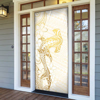 Gold and White Hawaii Door Cover Hammerhead Shark Tattoo Curve Polynesian - Polynesian Pride