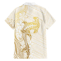 Gold and White Hawaii Hawaiian Shirt Hammerhead Shark Tattoo Curve Polynesian LT14 - Polynesian Pride