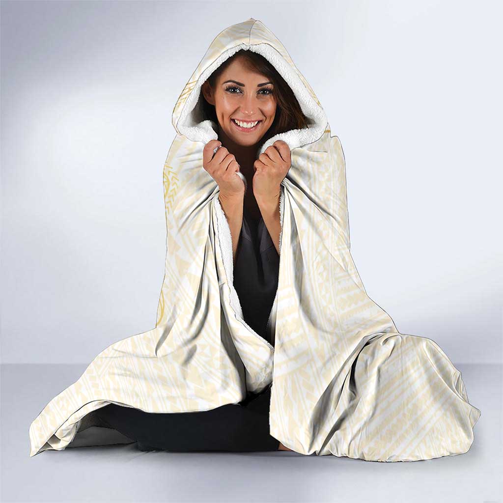 Gold and White Hawaii Hooded Blanket Hammerhead Shark Tattoo Curve Polynesian - Polynesian Pride