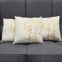 Gold and White Hawaii Pillow Cover Hammerhead Shark Tattoo Curve Polynesian - Polynesian Pride