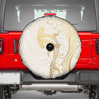 Gold and White Hawaii Spare Tire Cover Hammerhead Shark Tattoo Curve Polynesian - Polynesian Pride