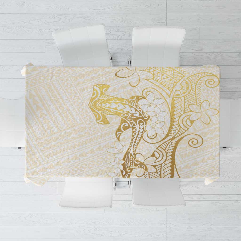 Gold and White Hawaii Tablecloth Hammerhead Shark Tattoo Curve Polynesian - Polynesian Pride