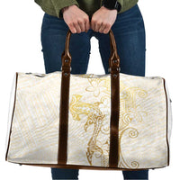 Gold and White Hawaii Travel Bag Hammerhead Shark Tattoo Curve Polynesian - Polynesian Pride