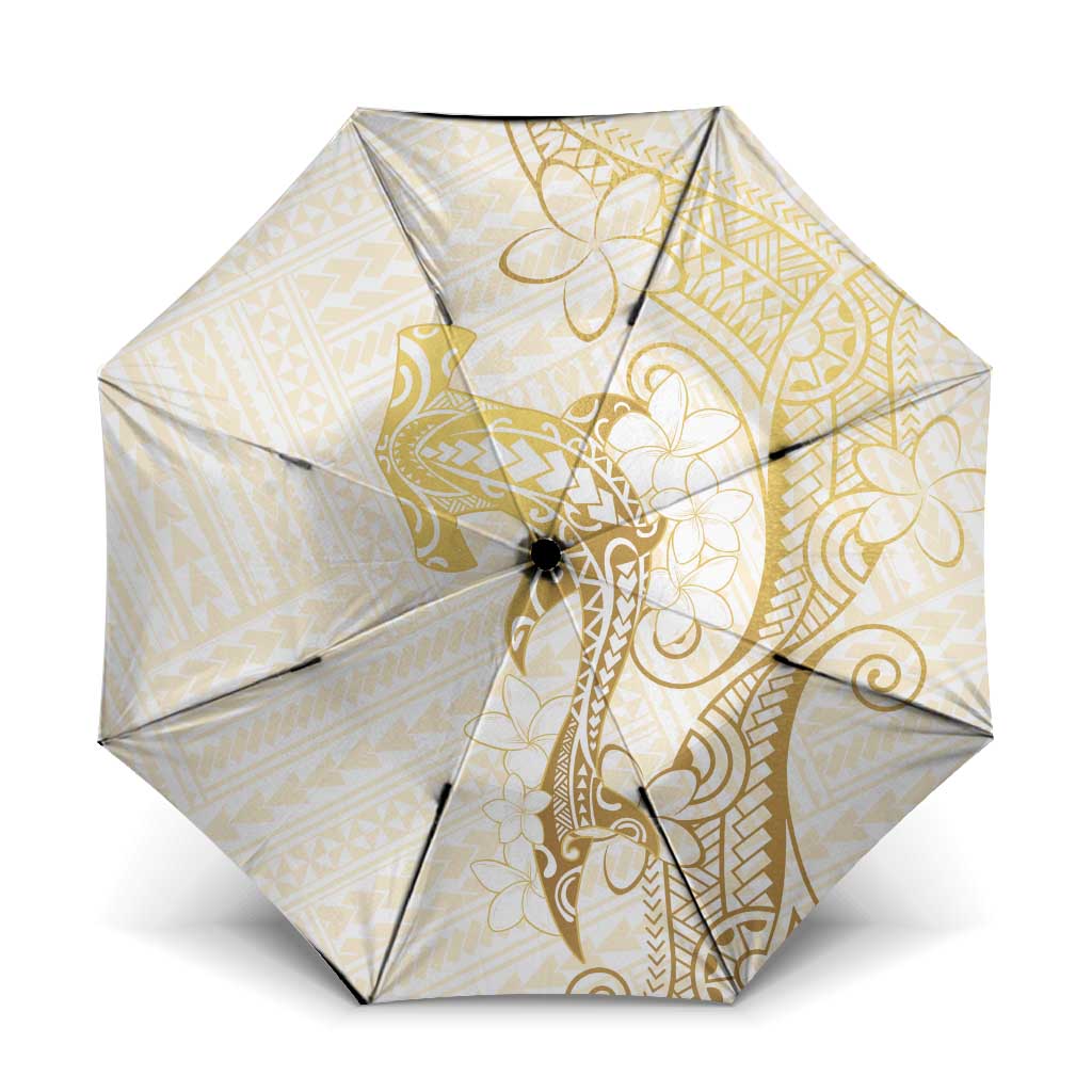 Gold and White Hawaii Umbrella Hammerhead Shark Tattoo Curve Polynesian - Polynesian Pride