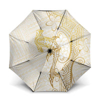 Gold and White Hawaii Umbrella Hammerhead Shark Tattoo Curve Polynesian - Polynesian Pride