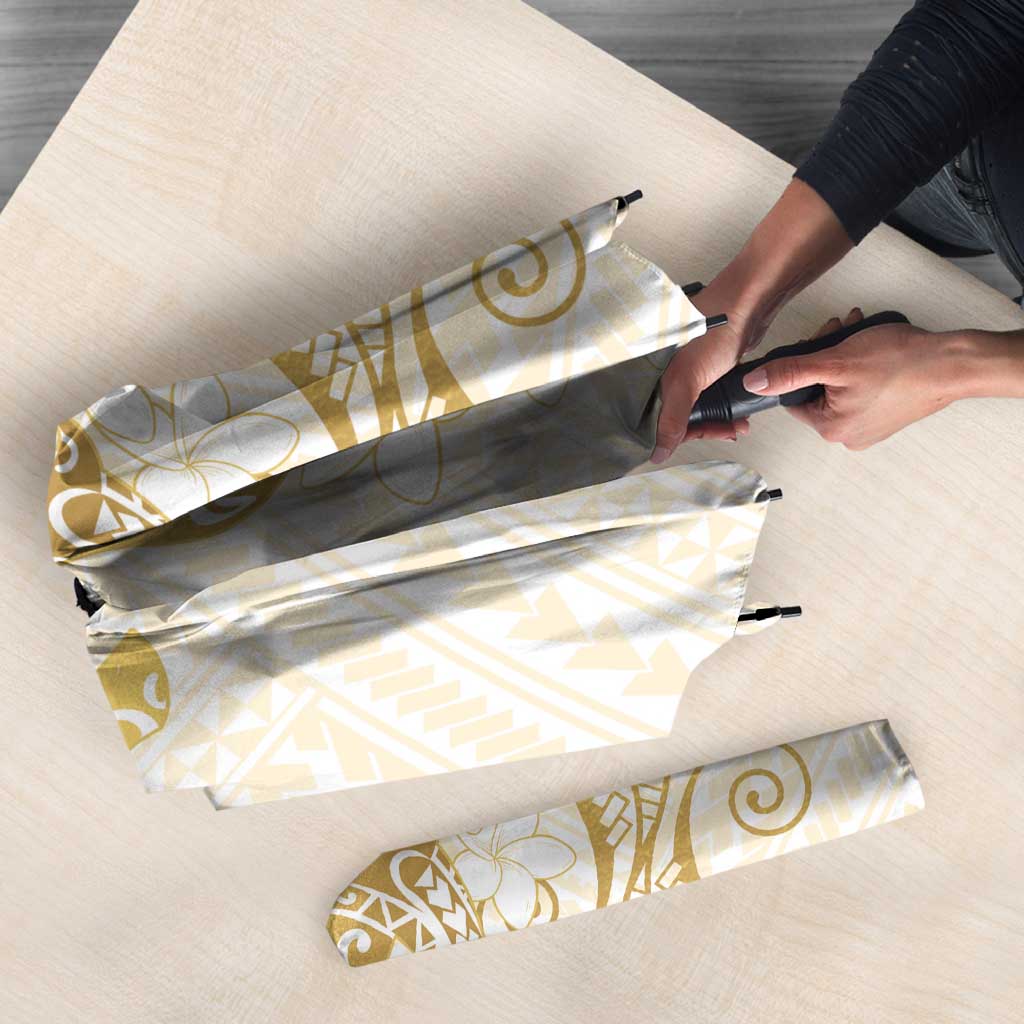 Gold and White Hawaii Umbrella Hammerhead Shark Tattoo Curve Polynesian - Polynesian Pride