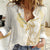 Gold and White Hawaii Women Casual Shirt Hammerhead Shark Tattoo Curve Polynesian - Polynesian Pride