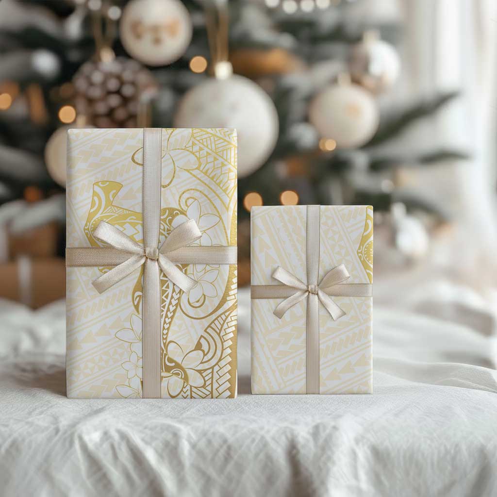 Gold and White Hawaii Wrapping Paper Hammerhead Shark Tattoo Curve Polynesian - Polynesian Pride