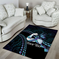 Personalised Polynesia Suicide Prevention Month Area Rug Brave Strong Butterfly Teal Purple Ribbon LT14 - Polynesian Pride