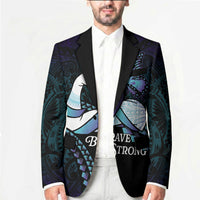 Personalised Polynesia Suicide Prevention Month Blazer Brave Strong Butterfly Teal Purple Ribbon LT14 - Polynesian Pride