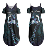 Personalised Polynesia Suicide Prevention Month Couples Matching Summer Maxi Dress and Hawaiian Shirt Brave Strong Butterfly Teal Purple Ribbon LT14 - Polynesian Pride